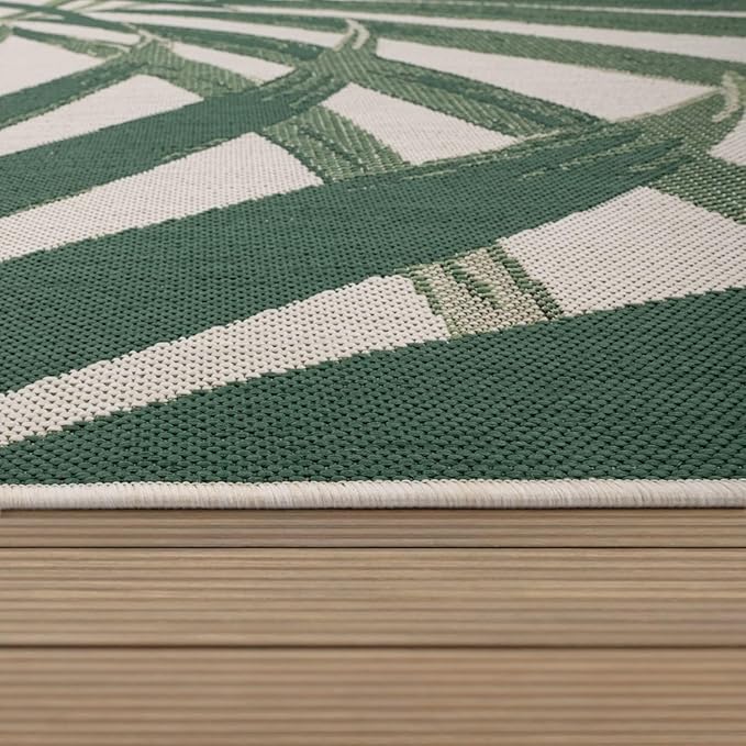 Paco Home Tropical Outdoor Rug Palm Tree & Jungle Design Flatweave in Green Beige, Size: 7'10" x 11'2"