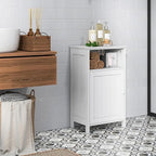 Tangkula Bathroom Storage Cabinet, Freestanding Wooden Single Door Side Floor Organizer with Adjustable Shelf, Small Bathroom Cabinet for Small Spaces, Living Room (White)