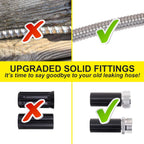 FOXEASE Stainless Steel Garden Hose 75 ft - Metal Water Hose with 2 Nozzles, Lightweight, Tangle Free & Kink Free, Heavy Duty, High Pressure, Flexible, Dog Proof