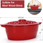 INNO STAGE Wood Stove Steamer, Cast Iron Humidifier for Stove, Home Indoor Decorative, Red Finish, Rust Resistant, Lattice Top, 2.5 Quart Capacity, Patented
