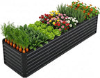8x2x2FT Raised Garden Beds Outdoor, Planter Raised Beds for Gardening, Vegetables, Flowers,Large Metal Garden Box, Deep Plant Flower pots Outdoor (Black, 1Pack)