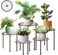 5 Pack Metal Plant Stand, Anti-Rust Iron Plant Stands for Indoor and Outdoor, Heavy Duty Flower Pot Stands for Multiple Plant, Black Potted Plant Holder for Garden Home (5 Pack Brown)