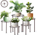 5 Pack Metal Plant Stand, Anti-Rust Iron Plant Stands for Indoor and Outdoor, Heavy Duty Flower Pot Stands for Multiple Plant, Black Potted Plant Holder for Garden Home (5 Pack Brown)