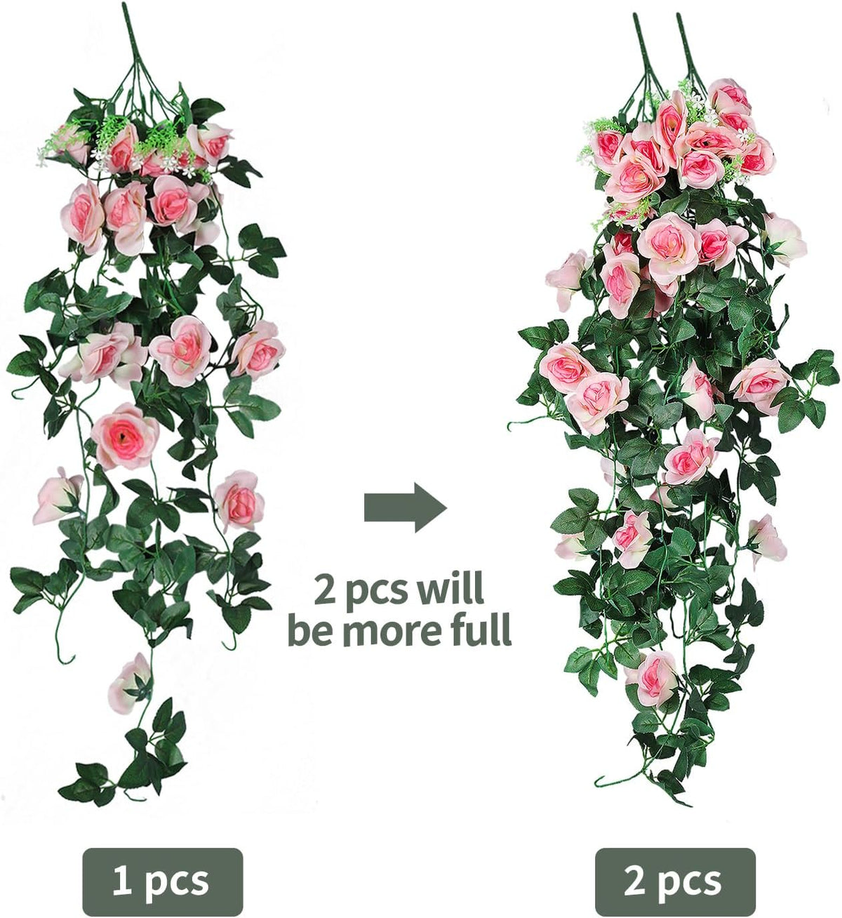 RECUTMS 4PCS Artificial Rose Hanging Flower 32 in Fake Garland for Home Room Garden Wedding Indoor Outdoor Decoration (Champagne)