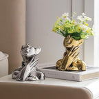 BrownLove Golden Ceramic Face Vase, Modern Golden Decorative Art Vase, Bookshelf Placed On The Desktop, Small Living Room, Office and Bedroom