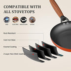 YUTANN Nonstick Frying Pan, 8 inch Enameled Cast Iron Pan Kitchen Healthy Egg Fry Pan Omelette with Detachable Handle, Lightweight Pre-seasoned Cast Iron Skillet, Dishwasher & Oven Safe