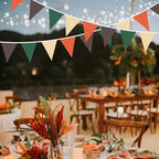 32Ft Orange Green Brown Party Decorations Triangle Flag Pennant Bunting Fabric Garland for Jungle Safari Animal Party Zoo Themed Wild One Forest Baby Shower Fall Wedding Birthday Decoration