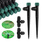Drip Irrigation Emitters for 1/4" Drip Tubing,Adjustable 360 Degree Automatic Irrigation Drippers on 5.5" Arrow Stake,with1/4 Locked Tee for Watering System(10Pcs Drippers and 10Pcs Tee)