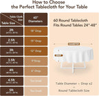 Biscaynebay Round Christmas Tablecloths 60" for Round Tables diameters from 28" to 48", Gold Textured Fabric Water Resistant Folding Table Covers Washable for Dining, Kitchen, Wedding, Parties etc