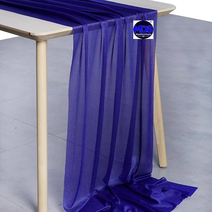 MDS Halloween Chiffon Table Runner - 20 Pack, 29 x 170 Inches, 14ft Each - Sheer Spooky Table Runners for Haunted House Parties, Trick-or-Treat Tables, Witchy Décor, Wedding & Events - Royal Blue