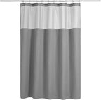 N&Y HOME 54 Inch Waffle Weave Shower Curtain with Snap-in Fabric Liner & 12 Metal Hooks Set - 54" x 72" Shower Stall Size, Hotel Style & Mesh Top Window, Machine Washable - Gray, 54x72