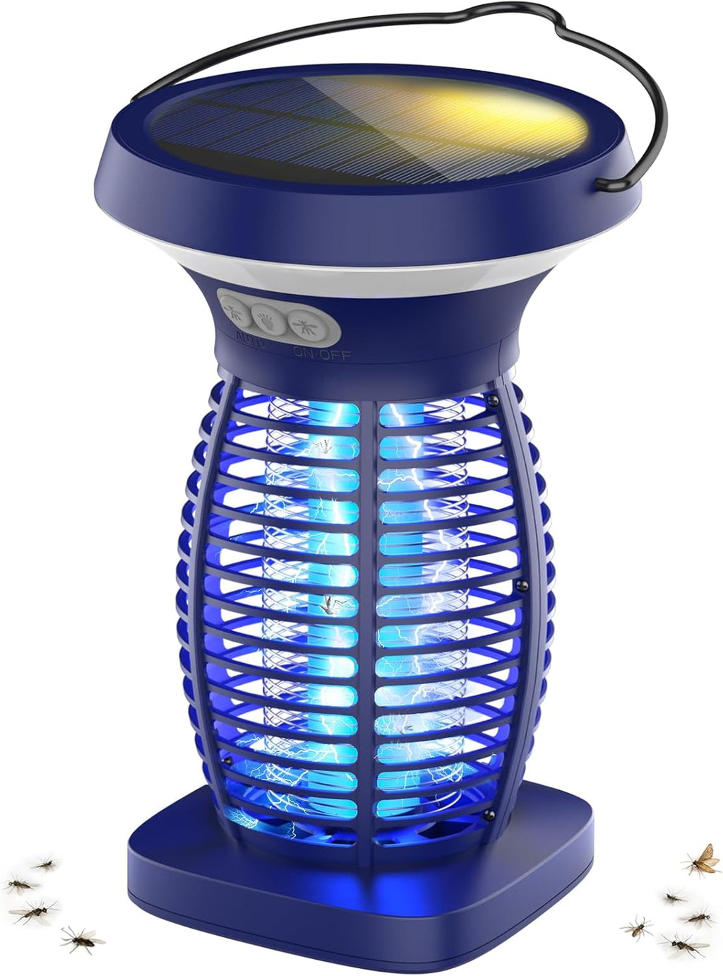 Solar Bug Zapper Outdoor, Mosquito Zapper Outdoor Waterproof Electric Fly Zapper Rechargeable Mosquito Killer with Solar Panel, 4200V Fly Trap Indoor for Home Backyard, Patio, Garden, Camping
