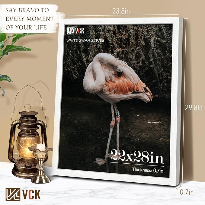 VCK 22x28 Poster Frame Set of 4 - White, Gallery-Quality Wood Picture Frames, 1.1-Inch Wide Border, Polished Plexiglass, Vertical or Horizontal Wall Display for Photo/Art/Prints, White