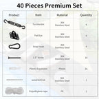 Sun Shade Sail Hardware Kit 6 Inch Heavy Duty 304 Stainless Set for Triangle Rectangle Sun Shade Sail Installation, Awning Attachment Set for Patio, Garden Outdoors Sun Protection Rainshield (46 Pcs)
