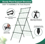 Cucumber Trellis A Frame Garden Trellis, Vertical Plant Support with Netting for Raised Bed Backyard Gardening, PE Coated Steel Climbing Trellis for Cucumbers Tomatoes Beans
