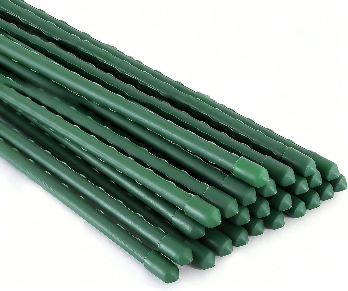 Xiny Tool Garden Stakes, 15 Pack 8 FT Steel Plant Garden Tomato Stakes with Plastic Coat for Climbing Plants (96 Inch)