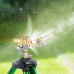 Impact Sprinklers on Tripod Base,Heavy Duty Lawn Sprinkler for Yard with 360 Degree Large Area Coverage Irrigation,Brass Sprinklers with Adjustable Head Nozzle,3/4Inch Connector Extension Legs