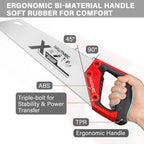 HAUTMEC 14" X-Sharp Compact Hand Saw for Cuts Comfort, Quality and Accuracy, Fine-Cut Handsaw with 12 TPI Triple-Ground Teeth and 1mm Thickened Large Blade, Bi-Material Ergonomic Handle – HT0295