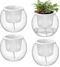4 Pcs Self Watering Pots for Indoor Plants with Drainage Holes 6 Inch Clear African Violet Pots Pet Automatic-Watering Planter with Wick Rope for Windowsill Gardens Herb Orchid