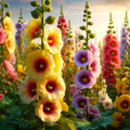 Seeds Hollyhock Seed Mix Malva 30+ Seeds for Planting Showy Perennial Flower Multicolor Mixture