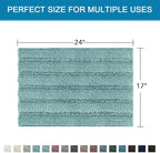 H.VERSAILTEX Bathroom Rugs Bath Rugs for Bathroom Non Slip Bath Mats Extra Thick Chenille Striped Rug 17" x 24" Absorbent Soft Shaggy Washable Dry Fast Bath Mats for Bath Room Floor - Aqua Haze