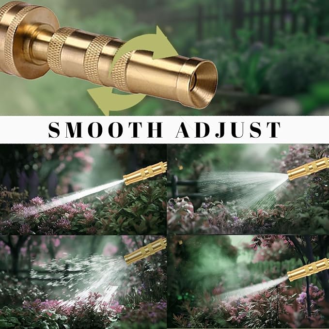 High Pressure Garden Hose Nozzle Heavy Duty Water Sprayer for Garden Spray Patio Outdoor Washer Pet Shower Car Wash attachment (Brass)