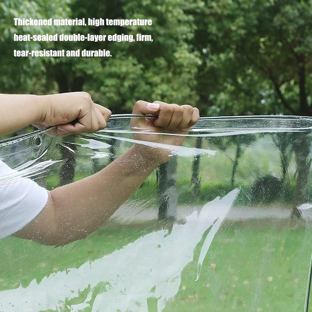 7' x 10' Clear Vinyl Tarp, PVC 14 Mil Tarpaulin, Clear Tarps with Grommets, Duty Heavy Tear Resistant Cover for Camping, Plants Greenhouse, Cars, Patio and Pavilion