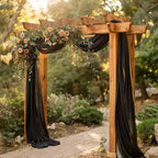 Wokceer Wedding Arch Draping Fabric 28.7" x 20FT Black Sheer Backdrop for Ceremony, Birthday Party, Bridal Shower Decoration