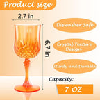 Plastic Wine Glasses，Plastic Goblets Vintage Style Cordial Drinking Glasses for Wedding Reception, Grand Event Party Supplies (24, Pumpkin orange)