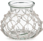 Hollyone Clear Glass Vase with Cotton Rope Cover Woven Round Glass Vase Decorative Flower Bottle Modern Vase for Table Centerpiece Farmhouse Wedding Home Decor