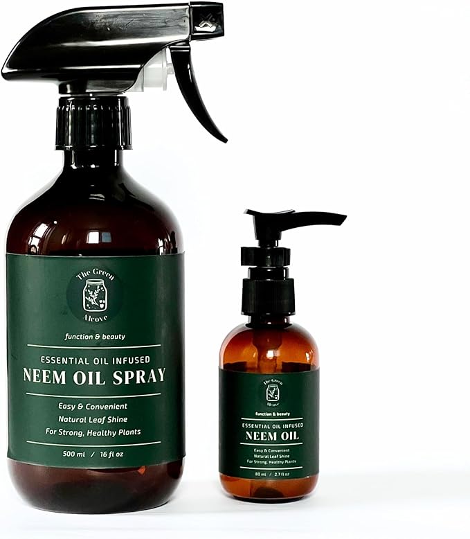 Neem Oil for Plants (Makes 480 fl oz) with Spray Bottle & Essential Oils | for Indoor Houseplants & Outdoor Gardens, Natural Leaf Shine