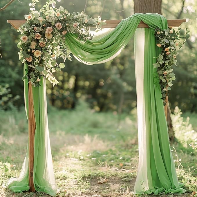 Wokceer Wedding Arch Draping Fabric 2 Panels 28.7" x 20FT Sage Green Drapes Sheer Fabric Backdrop Arch Draping Fabric for Wedding Ceremony Birthday Party Bridal Shower Decoration