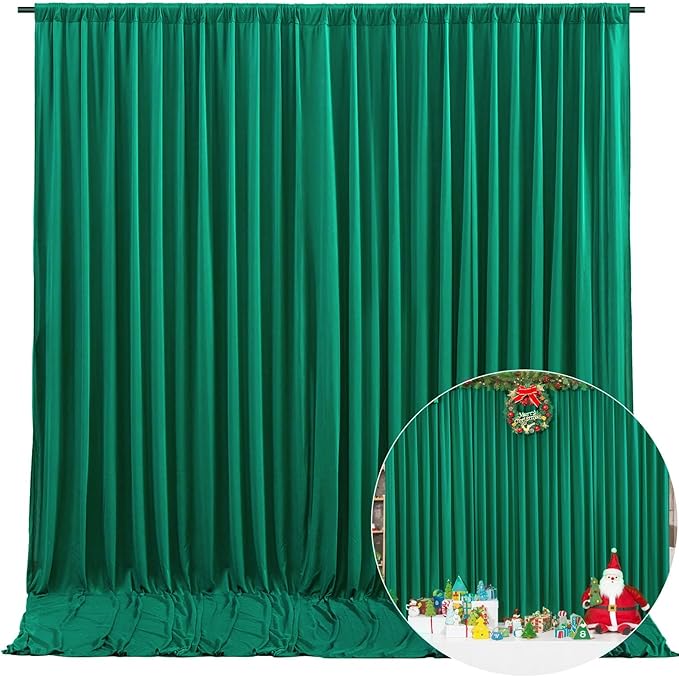 10 x 7 Feet Green Backdrop Curtain for Partie, Background Curtains for Photoshoot, Birthday, Wedding, Halloween, Thanksgiving, Christmas Day, New Year Party Decorations 5Ft x 7Ft, 2 Panels