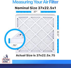Filter King 37x22.5x1 Air Filter | 4-PACK | MERV 8 HVAC Pleated A/C Furnace Filters | MADE IN USA | Actual Size: 37 x 22.5 x .75"