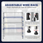 PayLessHere Shelf Shelving Pantry Storage Cabinet Heavy Duty 3 Tier Metal Storage Shelf 450 lbs Total Capacity NSF Certified Space Saving Design Adjustable Feet Easy Assembly (Chrome)