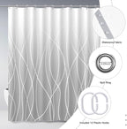 Punkray Ombre Light Grey Striped Polyester Shower Curtain for Bathroom with Hooks, Waterproof Bath Accessories Hotel Style - Machine Washable 72 x 72