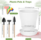 Hahood 36 Pack 5.5 Inch Plastic Plant Pots with Saucers White Flower Plant Container Seed Starting Pots Thickened Seedlings Nursery Pot for Home Garden Indoor Outdoor Flowers
