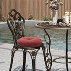 FUNHOME Bistro Chair Cushions 15 inch,Set of 2,Tufted Round Chair Cushions with Ties,15"x15"x4",Water Resistant Round Seat Cushion for Barstool Chairs,Patio Garden Kitchen Outdoor Furniture(Dark Red)