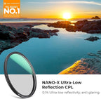 K&F CONCEPT 46mm Ultra-Low Reflectivity Circular Polarizers Filter 28 Multi-Layer Coatings Ultra-Slim High Definition Polarizing Camera Lens Filter (Nano-X Series)