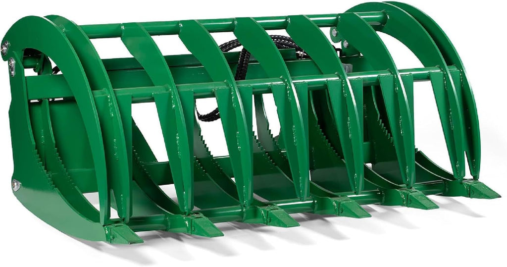 Titan Attachments Extreme Root Grapple Rake Attachment, Global Euro Connection, Heavy-Duty Rake Attachment, Twin 3,000 PSI Cylinders, Replaceable Forged Steel Teeth