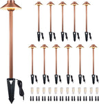 Low Voltage Landscape Path Light Solid Brass, 3 Color Temp Selectable LED Driveway Lights Waterproof, Hat Shaped 12V Wired Copper for Walkway Garden with 3W 270LM G4 Bulb (12 Pack)