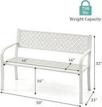 Garvee Outdoor Metal Garden Bench for 2 Person, Heavy Duty Steel Patio Bench 790 Lbs Capacity, Weather Resistant Black Porch Seating with Geometric Backrest, Outdoor Furniture for Yard, Deck, Entryway