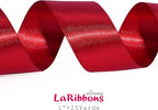 LaRibbons Bright Red Satin Ribbon 1 Inch 25 Yards Luxury Double Faced Red Ribbon for Gift Wrapping Flower Bouquet Crafts Wedding Party Christmas Decoration