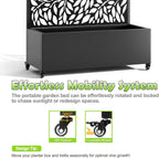 15.7"×70.9"×35.4" Metal Raised Garden Bed with Trellis and Wheels - Tall Trellis Planter Box for Climbing Plants, Vegetables & Vines - Outdoor Privacy Planters for Patio (Black)