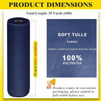 54" x 20 Yards Navy Blue Tulle Fabric Rolls - Tutu Spool Bolt for DIY Wedding Decoration, Baby Shower Tutu Skirt, Gift Wrapping - Large Matte Tulle, Roll Packaging