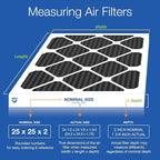 Nordic Pure 25x25x2 (Actual Size: 24 1/2 x 24 1/2 x 1 3/4) Pure Carbon Pleated Odor Reduction Merv 8 Furnace Filters 3 Pack