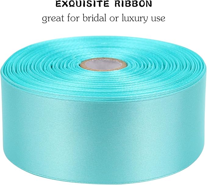 Lake Blue Solid Satin Ribbon 1-1/2 Inch 50 Yards Solid Polyester Fabric Ribbon for Gift Wrapping Wedding Christmas Baby Shower Birthday Party Decoration Handmade Immortal Flower Craft