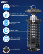 Bug Zapper Outdoor, Plug in Electric Mosquito Fly Zapper w/ 15W Light & 4200V Grid & on/Off Switch, Mosquito Traps & Killer for Indoor, Kitchen, Patio, Backyard and More (Black)