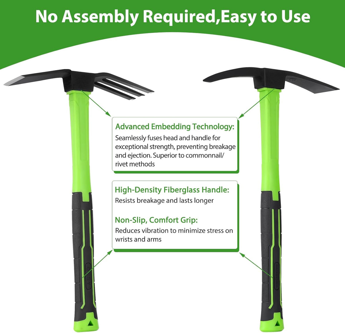 2pcs Pick Axes for Digging and No Installation Required Garden Hoe and Cultivator Hand Rake Garden Tool Durable and Comfortable Handle Mattock Weeding Hoe