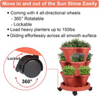 Vertical Planter 3 Tier Stackable Planters Garden Planters Strawberry Herb Flower and Vegetable Planter Indoor Outdoor Gardening Pots with Removable Wheels and Tools